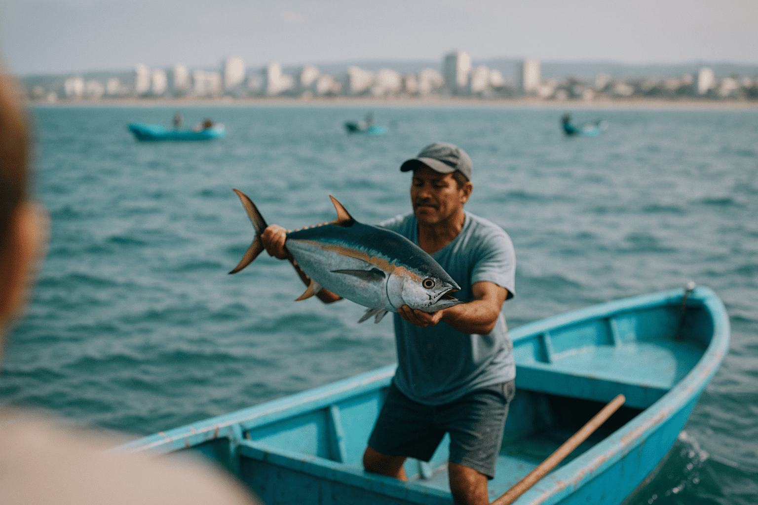 Pescador sacando albacora don pescao albacora